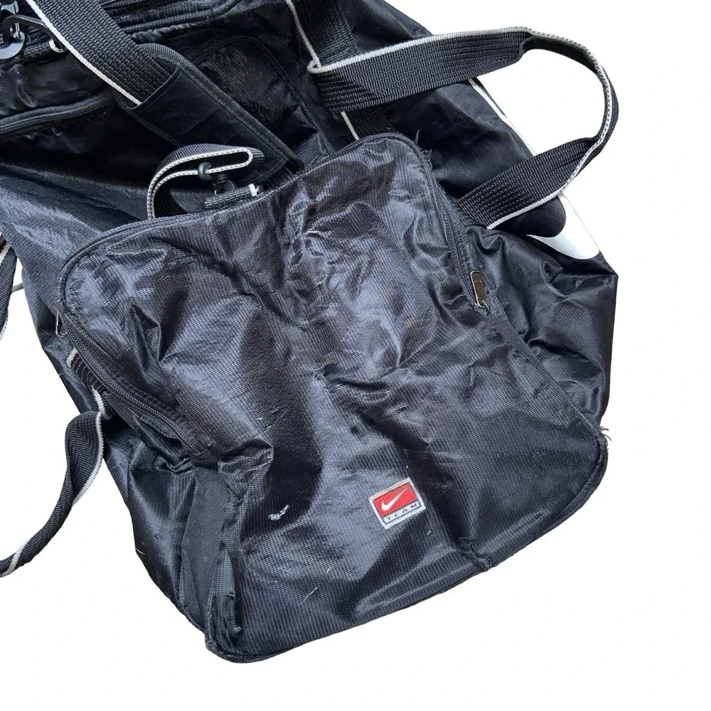 Vintage Nike Team Duffel Bag Black Gym Travel Sports Shoe Compartment Large